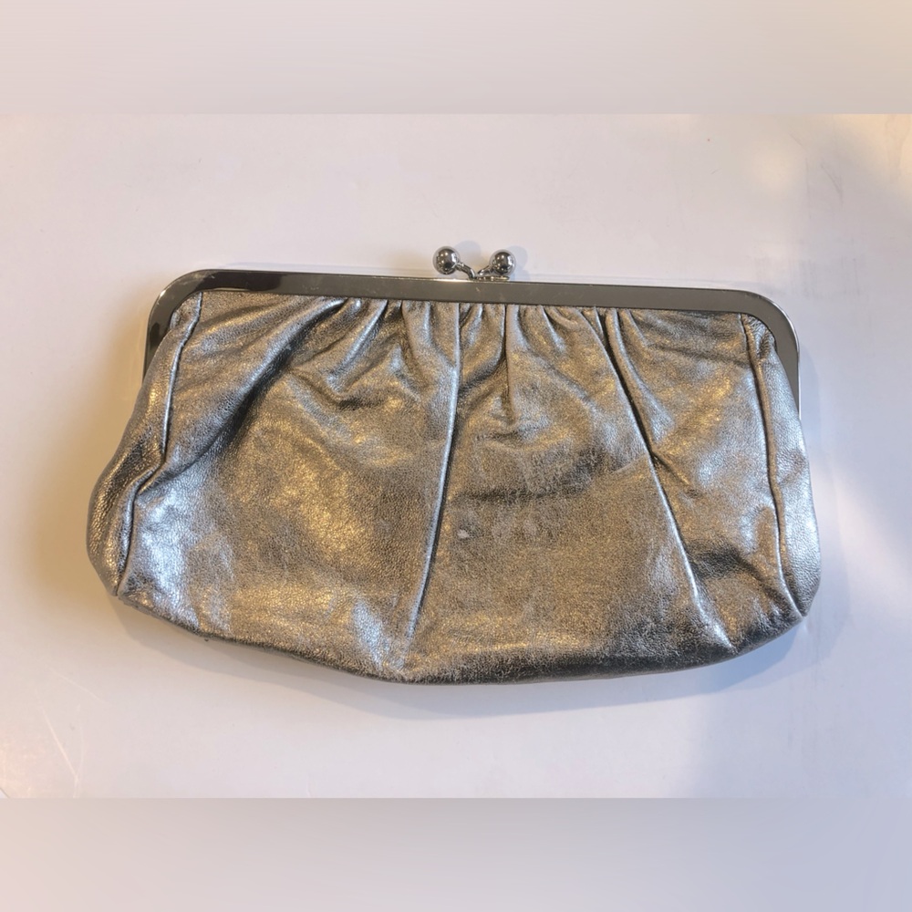 EXPRESS Silver metallic leather clutch